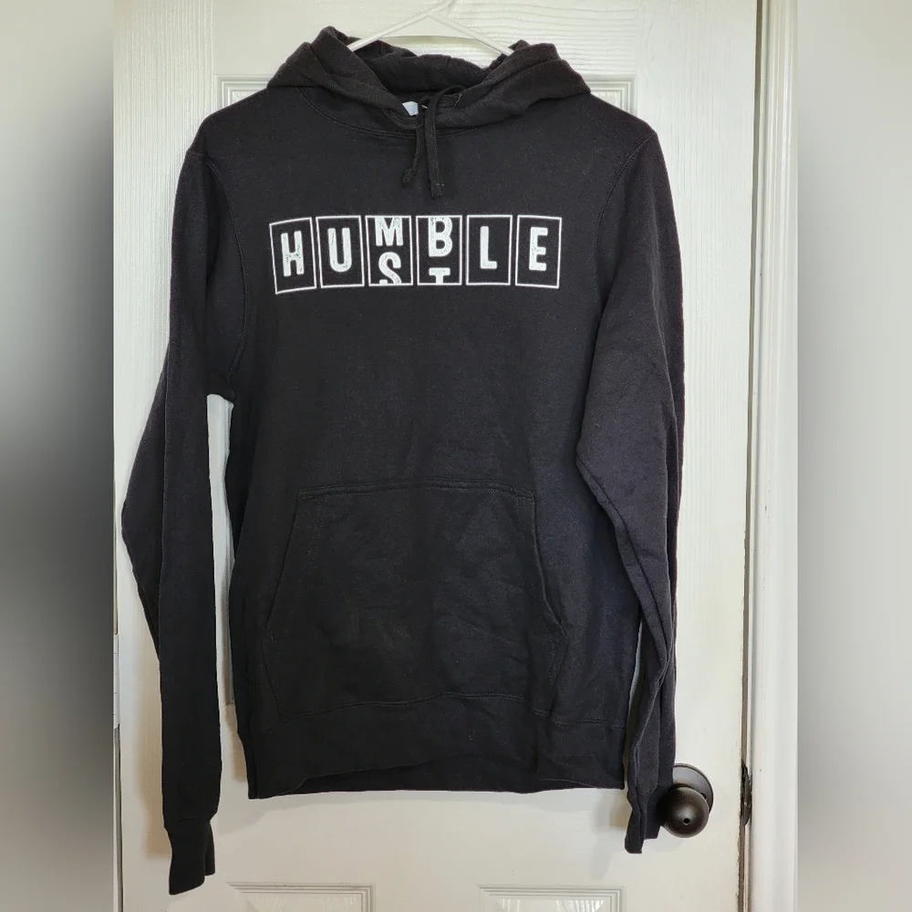 Men's Humble to Hustle Odometer style Hoodie long sleeve, black, S